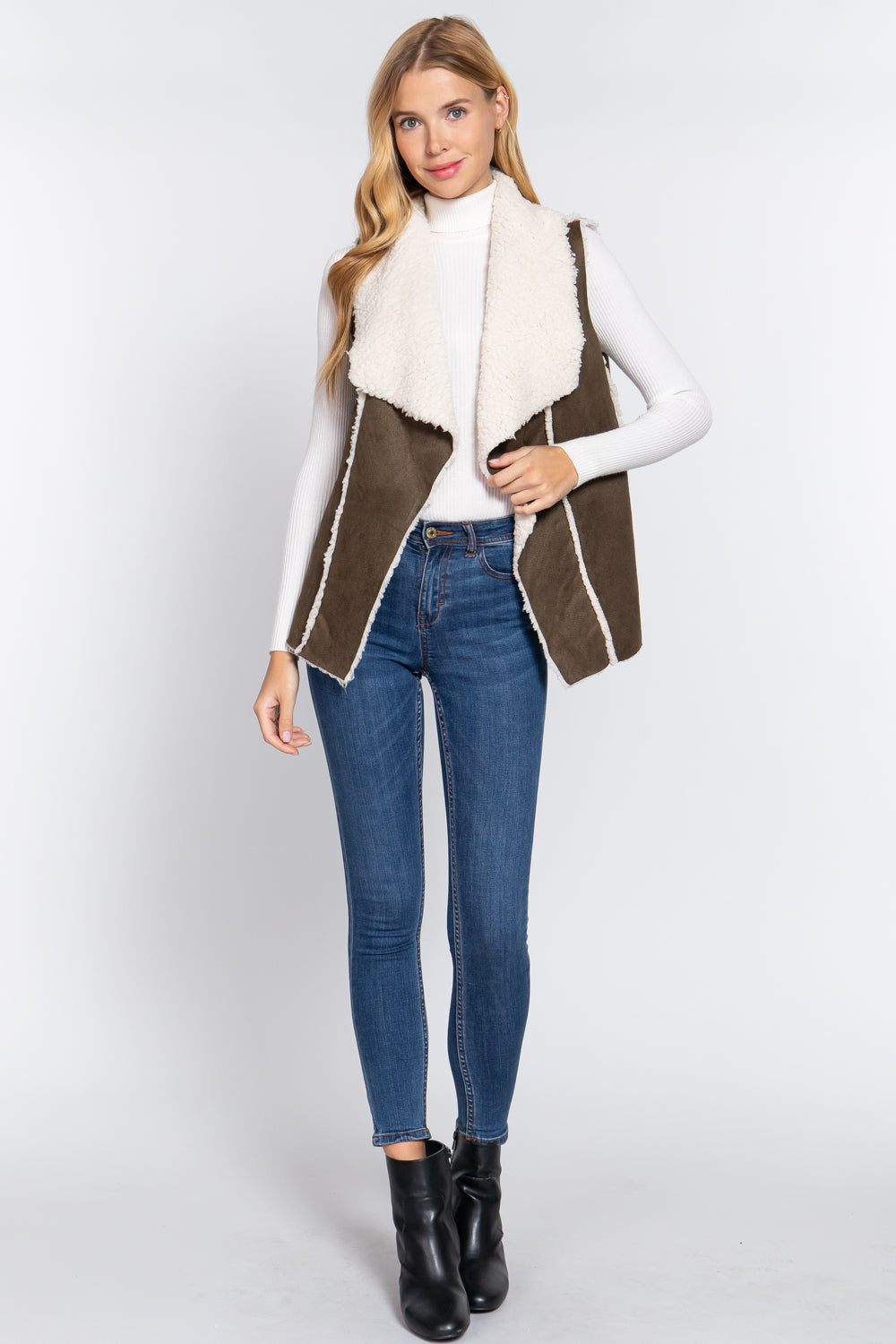 Shawl Faux Suede Fur Bonded Vest - Oh So Boujie