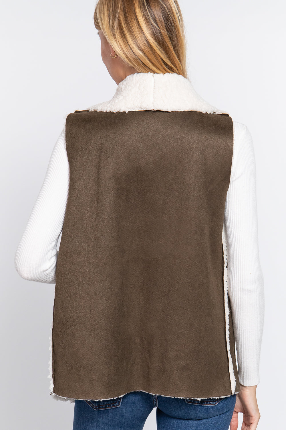 Shawl Faux Suede Fur Bonded Vest - Oh So Boujie