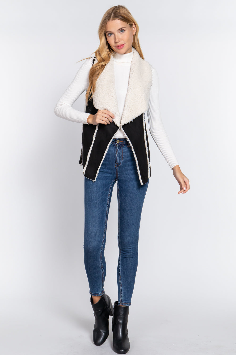 Shawl Faux Suede Fur Bonded Vest - Oh So Boujie