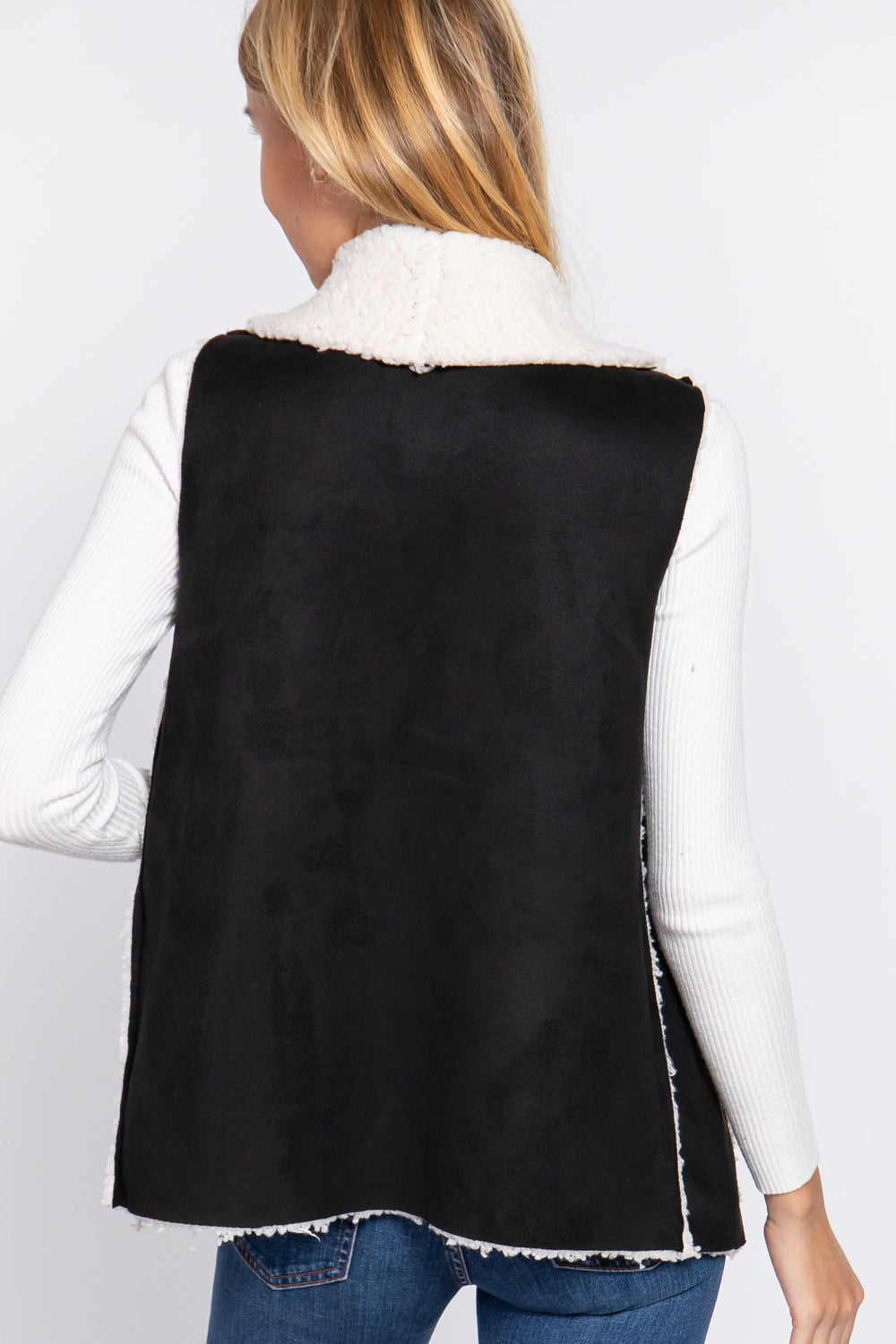 Shawl Faux Suede Fur Bonded Vest - Oh So Boujie