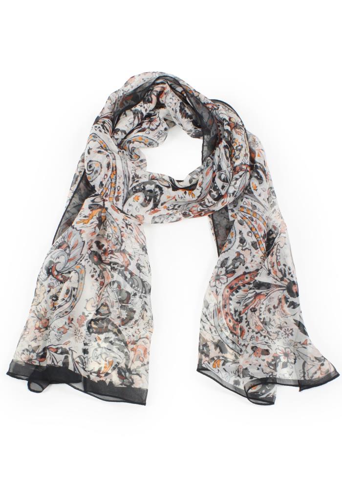 Paisley Print Chiffon Scarf - Oh So Boujie